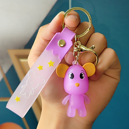 Cartoon Crystal Bow Tie Bear PVC Soft Glue Creative Keychain
