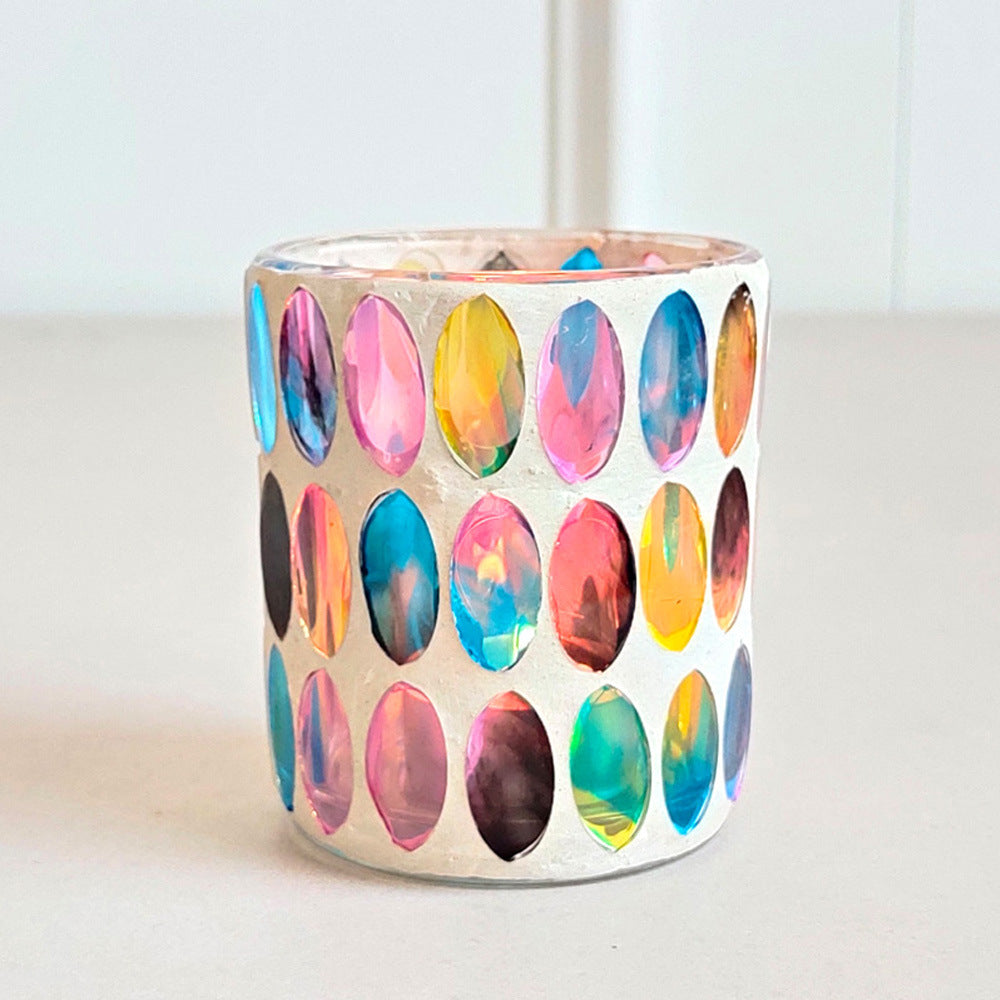 Rainbow Disc Mosaic Glass Candle Holder 10PCS