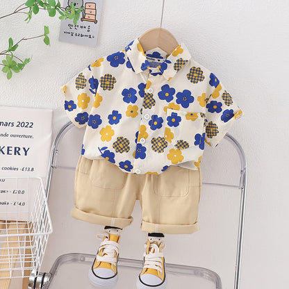 Boys' Summer Split Cotton Two-piece Set