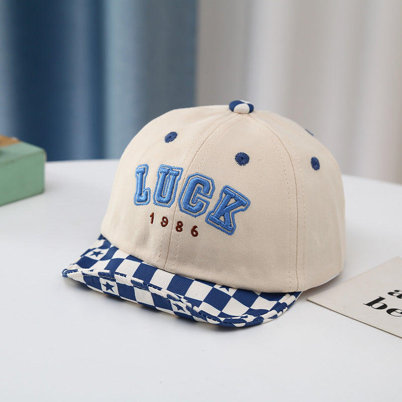 Toddler Embroidered Plaid Letters Visor Baseball Cap