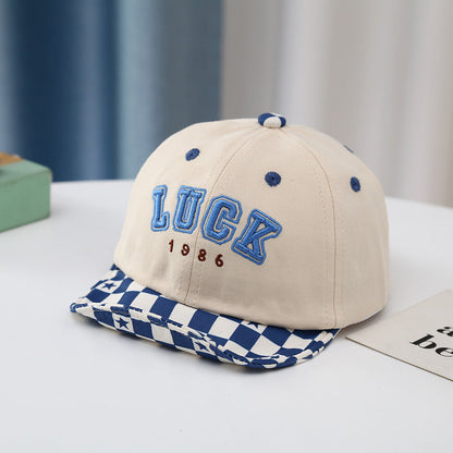 Toddler Embroidered Plaid Letters Visor Baseball Cap