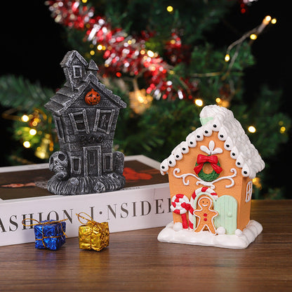 Christmas Gingerbread People's Small Houses Resin Ornaments