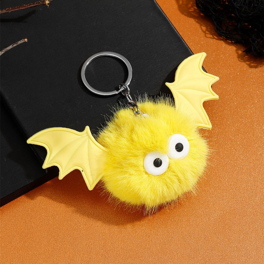 Halloween Bat Plush Pom Keychain