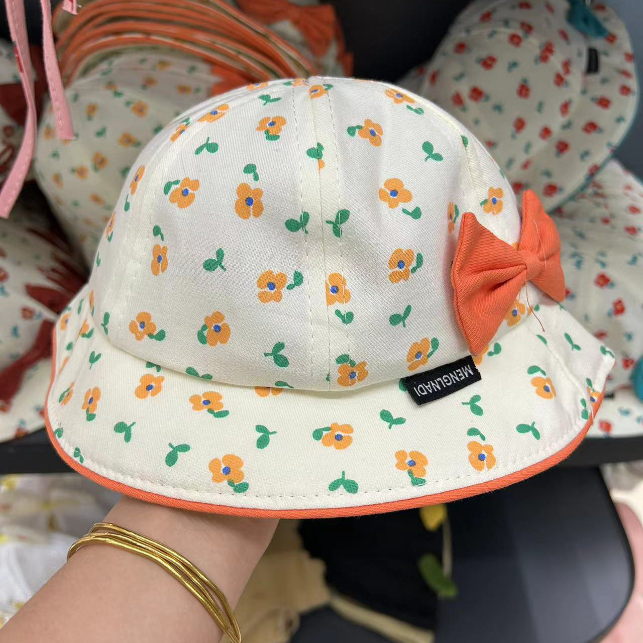 Children Cotton Flower Bow Bucket Hat