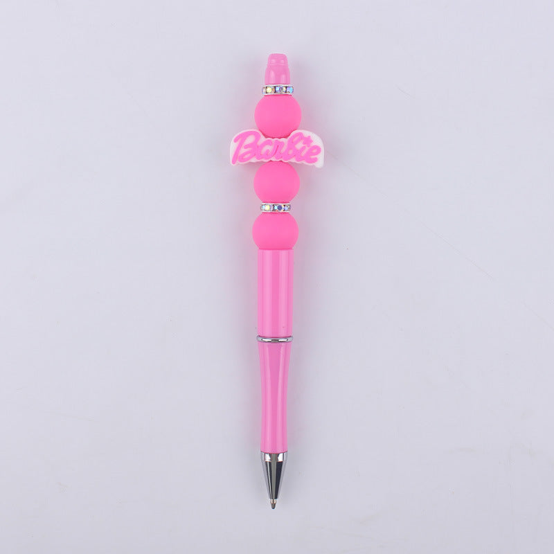 Pink Girls Silicone Beads Beaded Ballpoint Pen