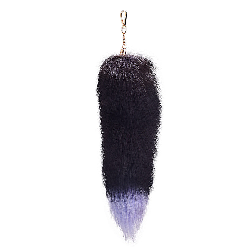 of Oversized Fox Hair Pendant Keychains