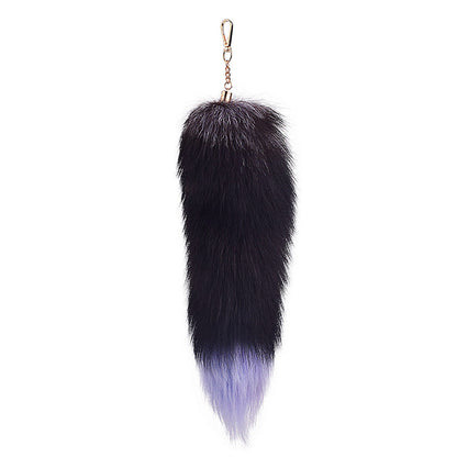 of Oversized Fox Hair Pendant Keychains