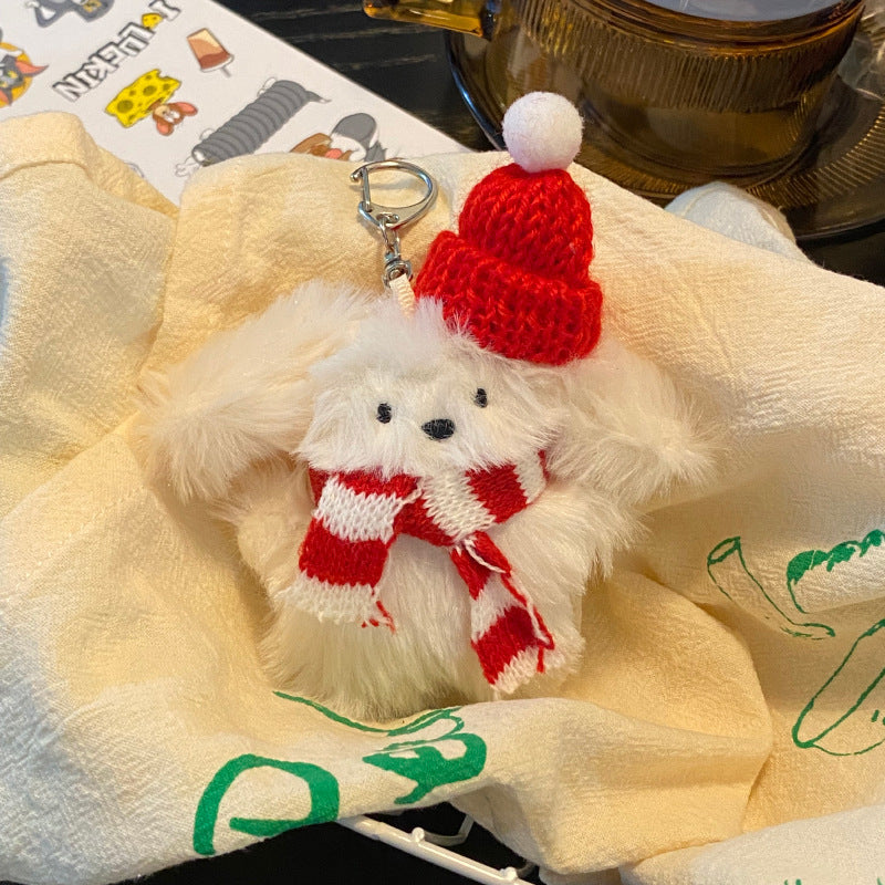 Christmas Red Hat Scarf Plush Toy Long Hair
