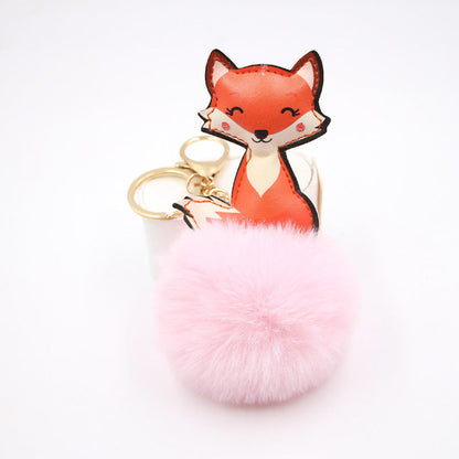 Leather Cute Fox Plush Pom Pom Hanging Ornaments