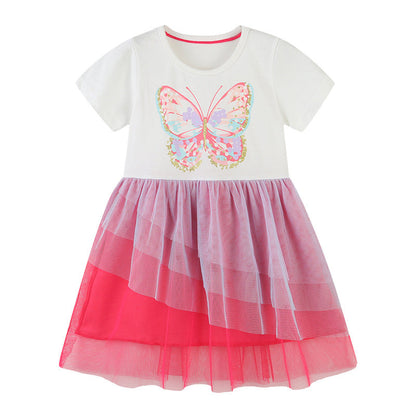 Girls Round Neck Lace Cotton Princess Dress Baby Clothes