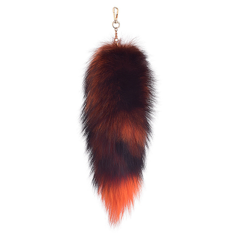 of Oversized Fox Hair Pendant Keychains
