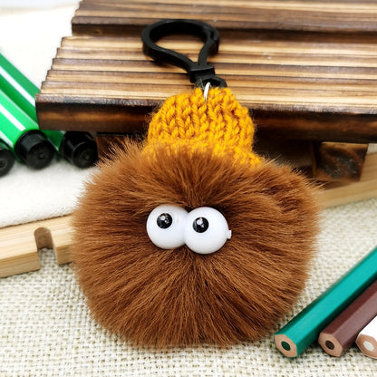 Small Briquettes Imitation Rabbit Fur Key Chain