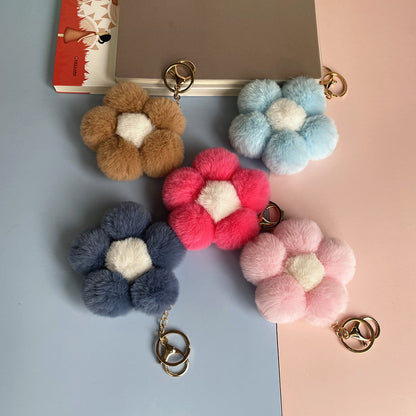 Hairball Flowers Cute Plush Keychain