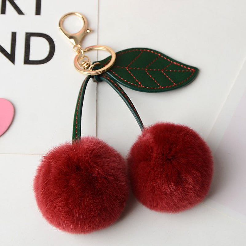 Small Cherry Plush Keychain