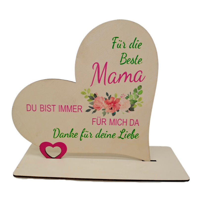 Mother's Day Heart-shaped Wooden Ornaments