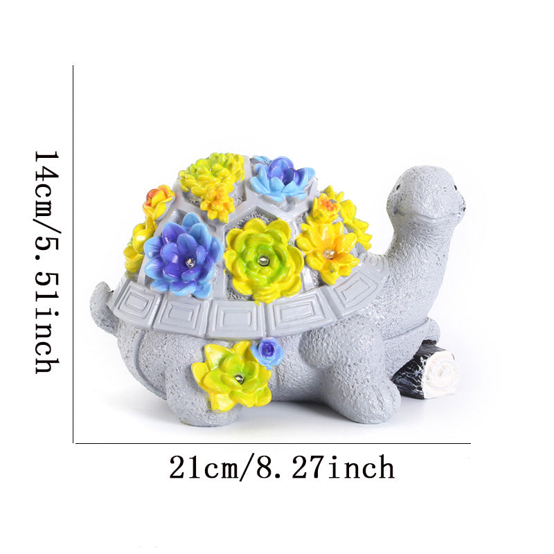 Cartoon Cute Flower Turtle Solar Energy Lamp Resin