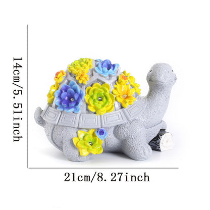 Cartoon Cute Flower Turtle Solar Energy Lamp Resin
