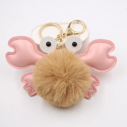 Crab Hair Ball Keychain