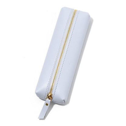 Pebbled Leather Large Capacity Zipper Pen Bag