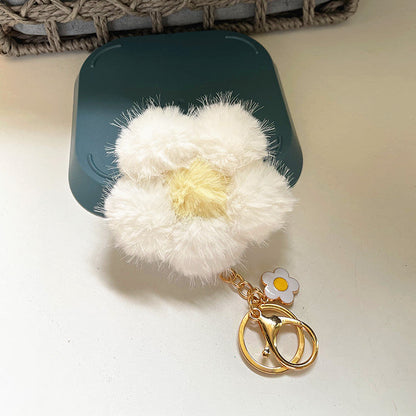 Cherry Blossom Fur Ball Car Keychains