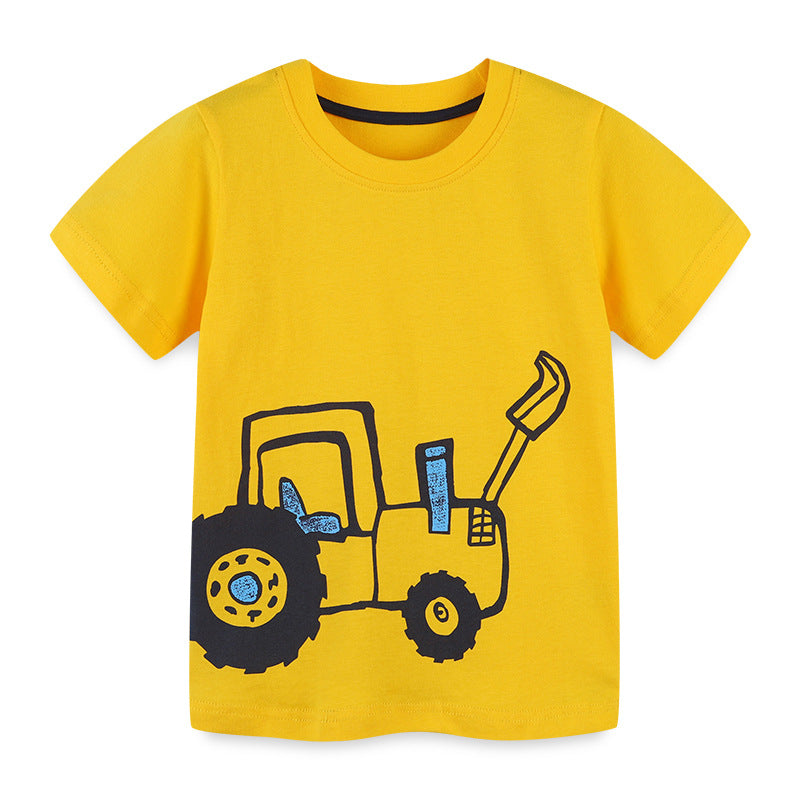 Knitted cartoon printed children's T-shirt round neck Pullover