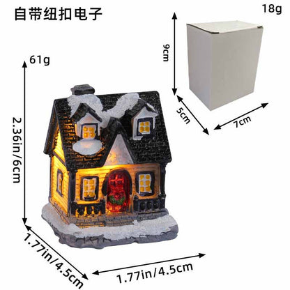 Christmas Resin Colored Luminous House Desktop Ornaments