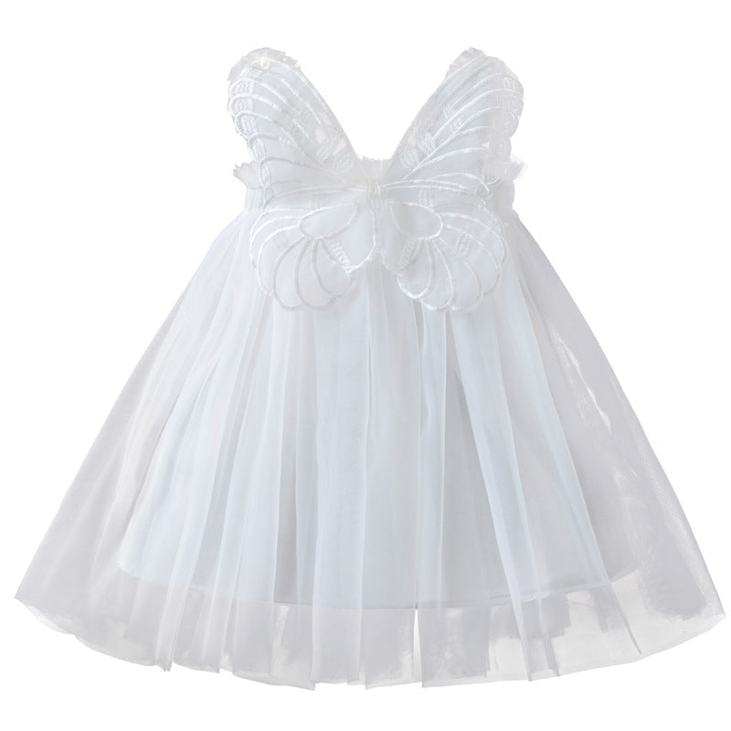 Polyester Children's Three-dimensional Wing Mesh Dress