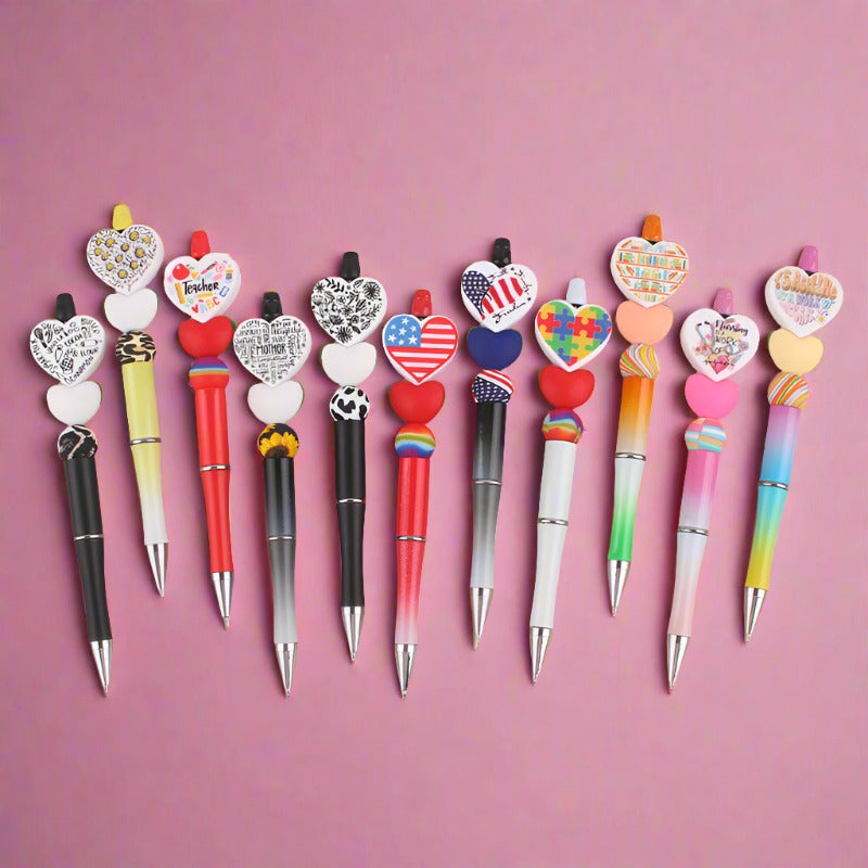 Cartoon Love Series Beadable Silicone Beaded Ballpoint Pen
