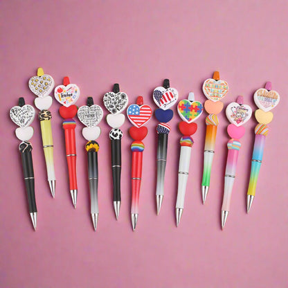 Cartoon Love Series Beadable Silicone Beaded Ballpoint Pen