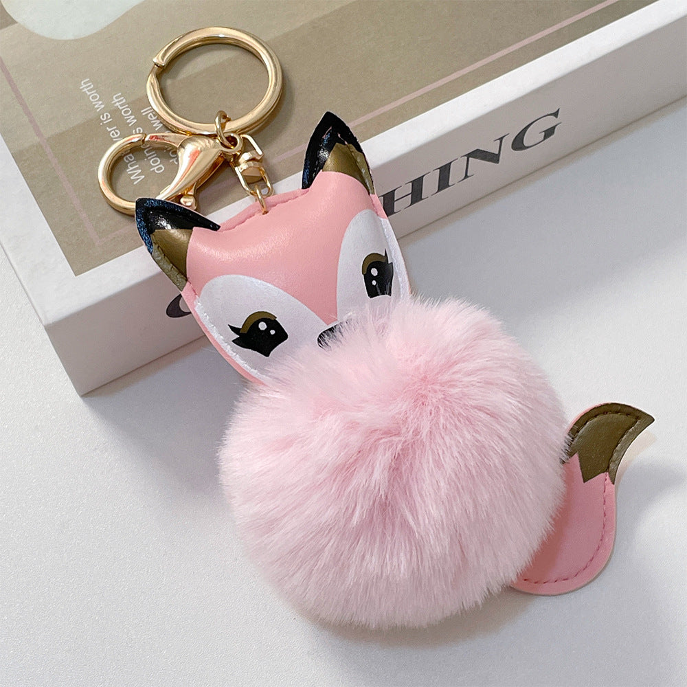 Cartoon Cute Fox PU Plush Key Chain