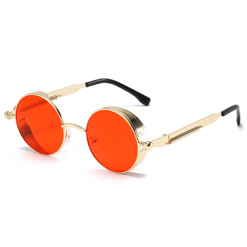Neutrals Punk Fashion Round Retro Sunglasses