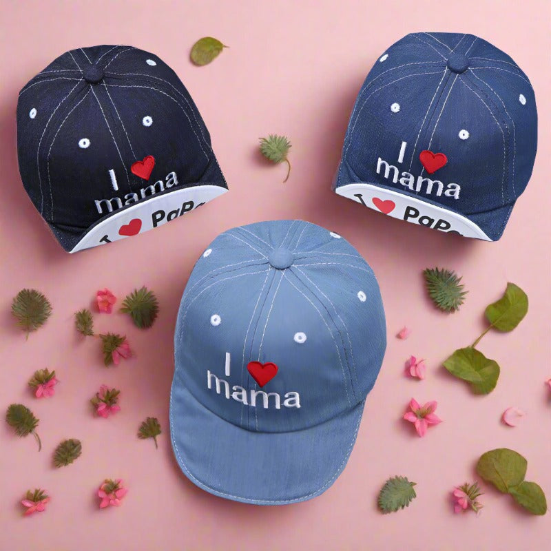 Cotton Printed Love Denim Children's Hats