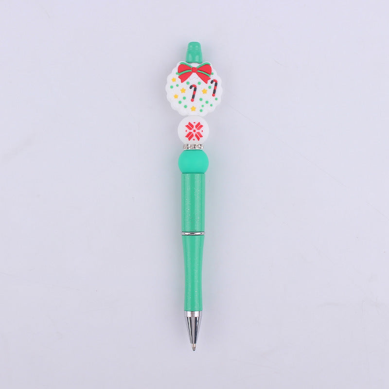 Cartoon Christmas Snowman Tree Beadable Silicone Beaded Ballpoint