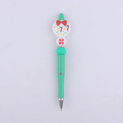 Cartoon Christmas Snowman Tree Beadable Silicone Beaded Ballpoint