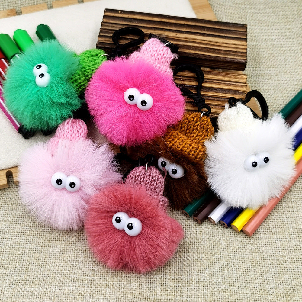 Small Briquettes Imitation Rabbit Fur Key Chain