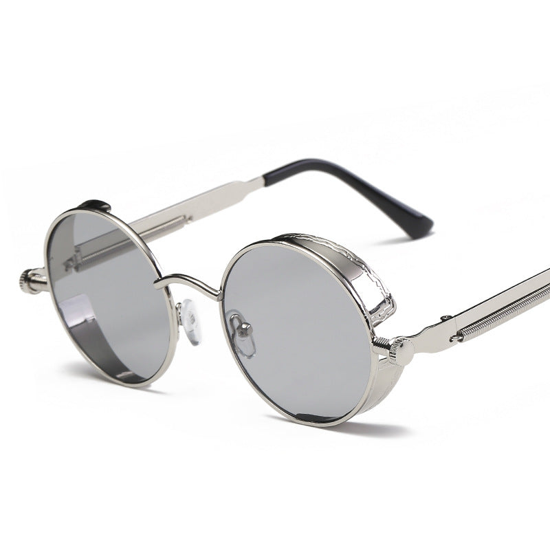 Neutrals Punk Fashion Round Retro Sunglasses