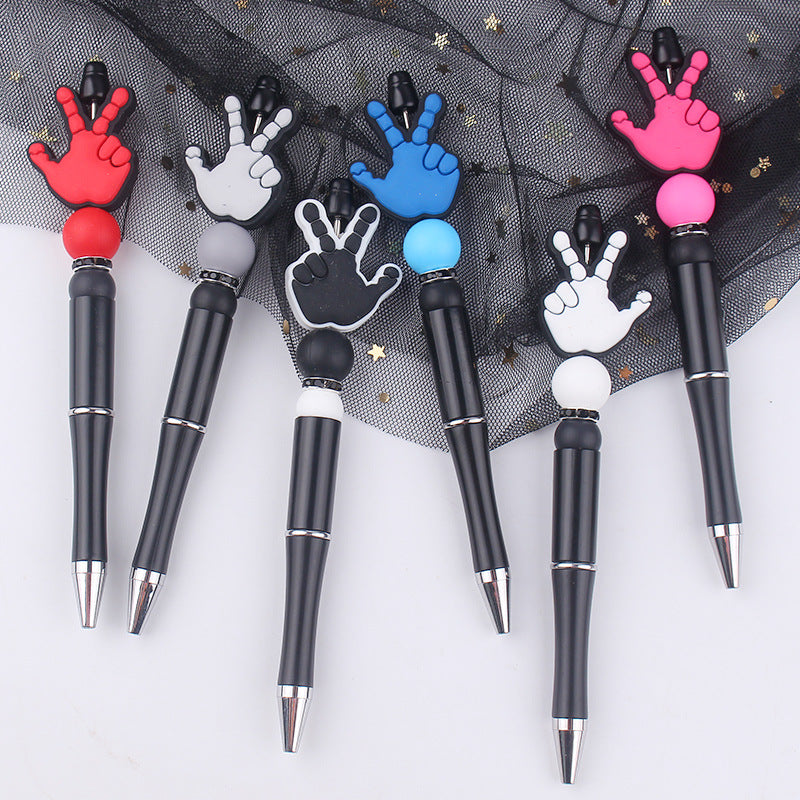 Beaded Pens DIY Handmade Palm Silicone Beads Black