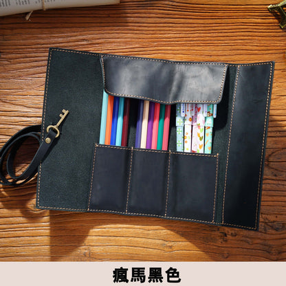 Bidding Cowhide Retro Pen Bag