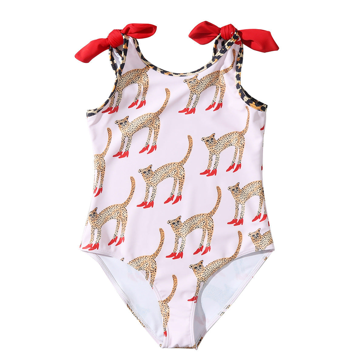 One Piece Leopard Pattern Baby Girl High Elastic Swimwear