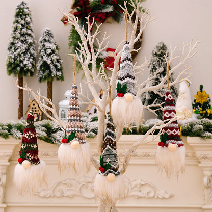 Christmas Knitted Hat with Lights Faceless Doll Pendant