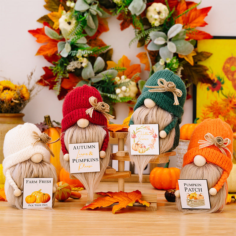 Doll Country Dwarf Orange Thanksgiving Autumn Polyester Ornaments