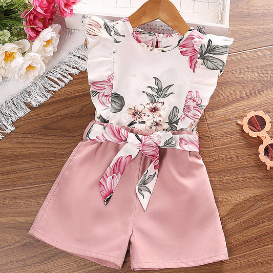 Wholesale Polyester Children's Clothing Printed Sleeveless Tops
