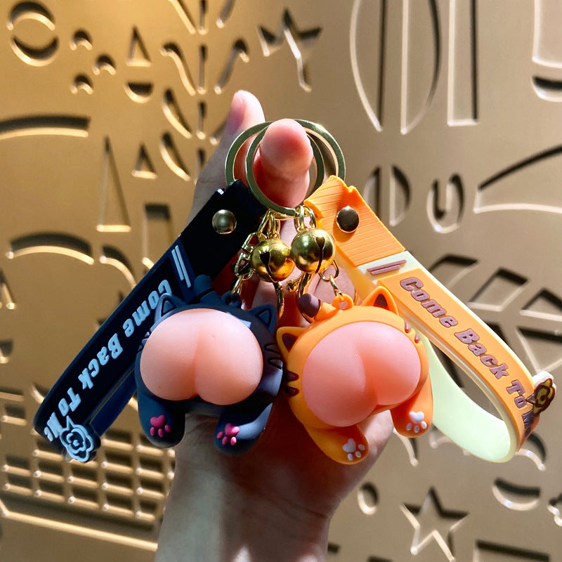 Cartoon Q Elastic Butt Decompression PVC Soft Glue Keychain
