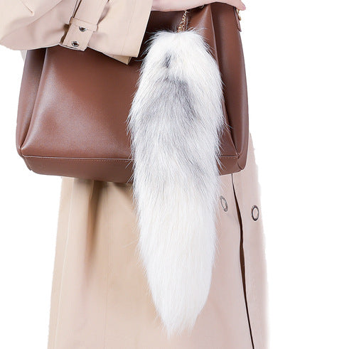 of Oversized Fox Hair Pendant Keychains