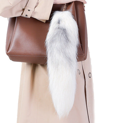 of Oversized Fox Hair Pendant Keychains