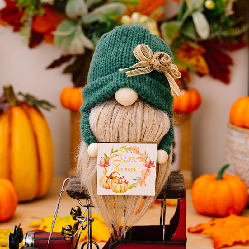 Doll Country Dwarf Orange Thanksgiving Autumn Polyester Ornaments