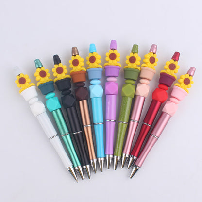 Handmade Bead Pen Sunflower Silicone Ballpoint Pen