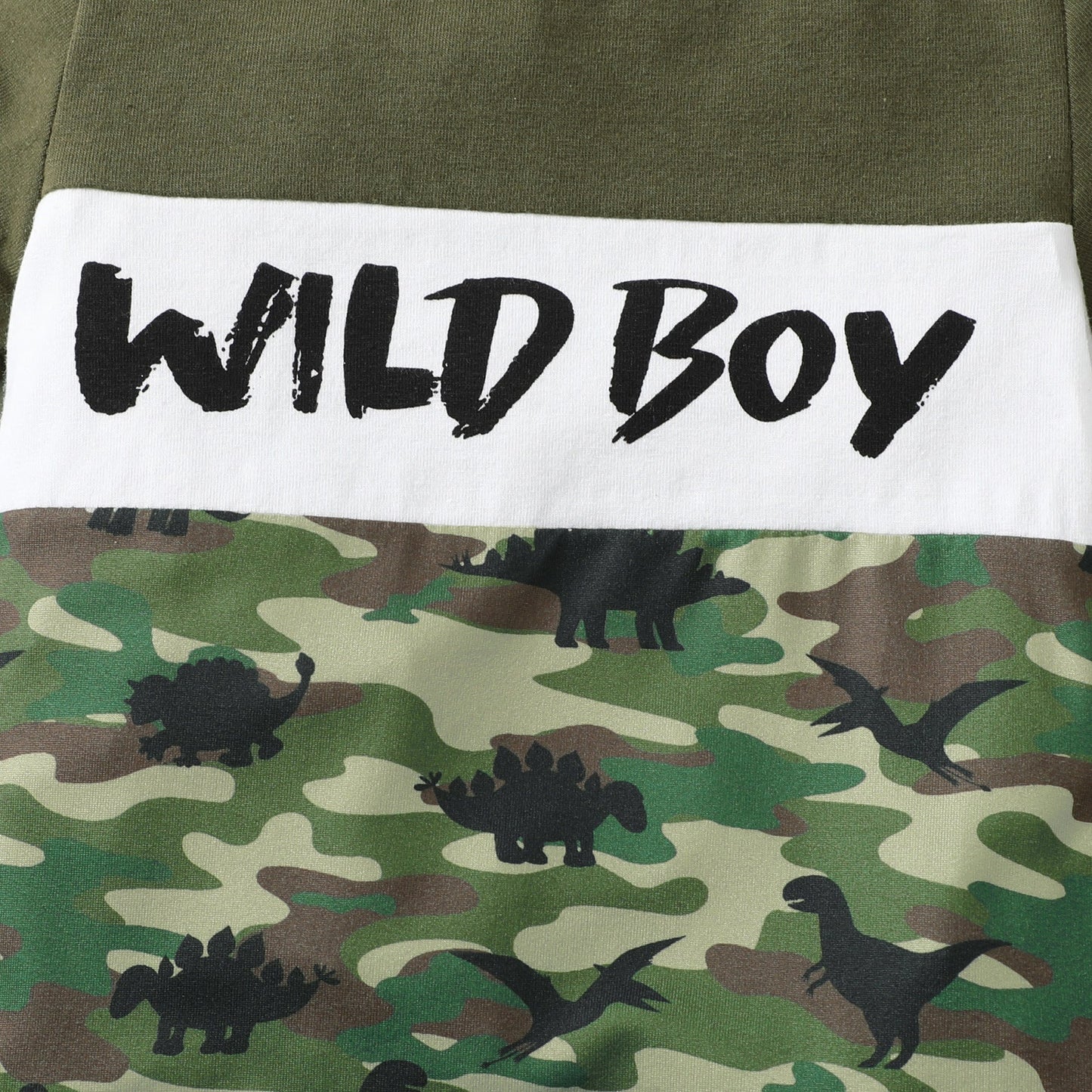 Cotton Camouflage Letter Print Short Sleeve Top Solid Color Shorts
