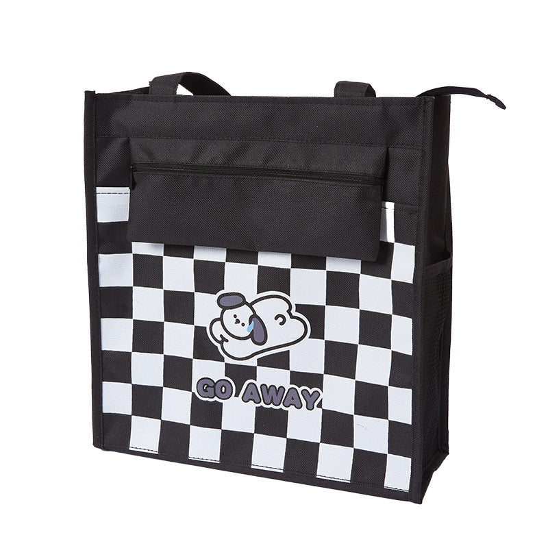 Oxford Cloth Cartoon Checkerboard Storage File Bag