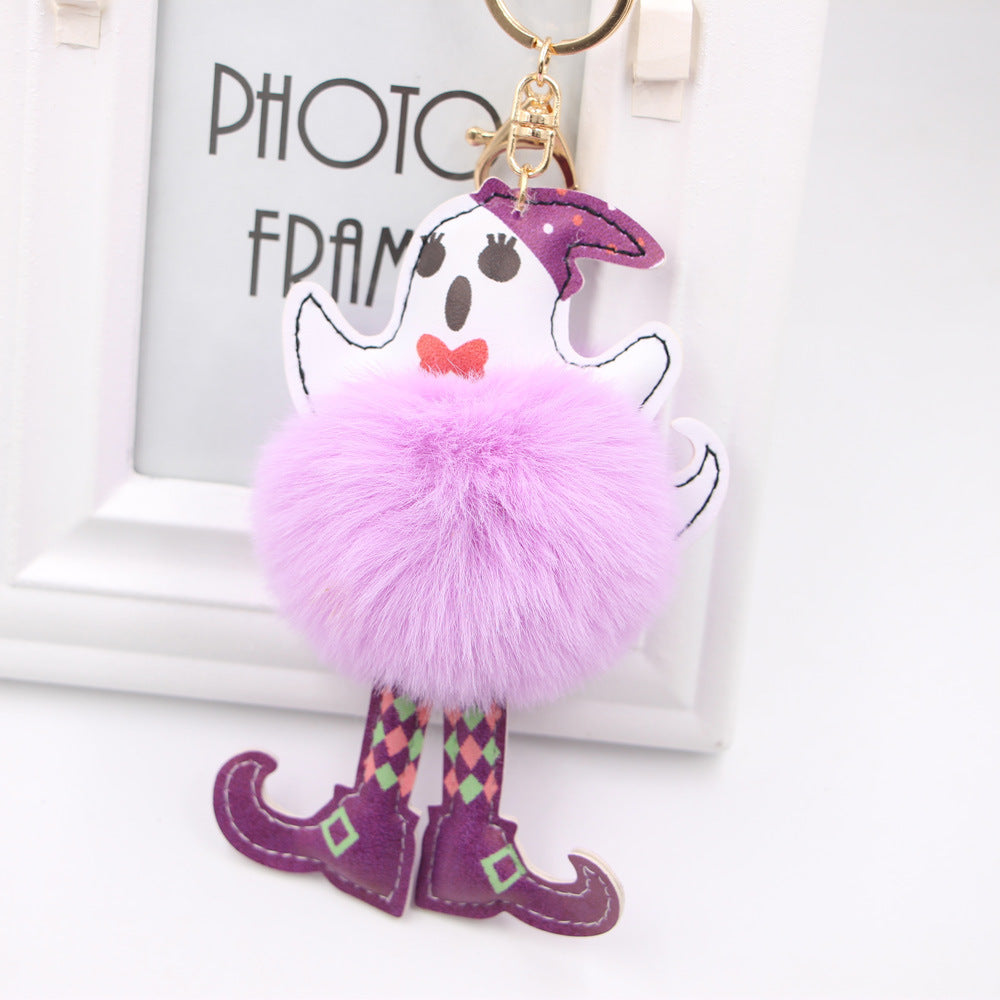 Creative Halloween Ghost Clown Plush Ball Keychain